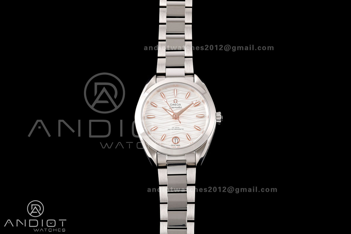 Aqua Terra Shades 34mm SS VRSF Best Edition White Textured Dial on SS Bracelet A8800